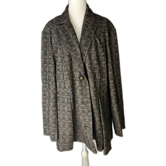 NWT Soft Surroundings Plaid Long Blazer Jacket – Women’s Plus Size 2X – Gray - Picture 1 of 8